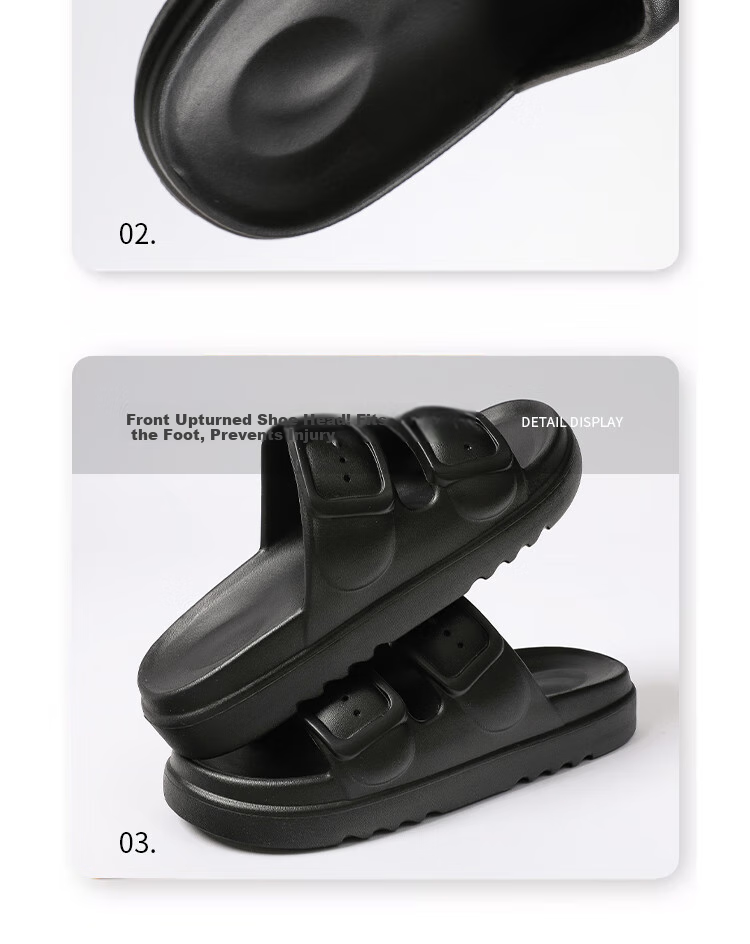 XGGC Men's Slippers, Summer Non-Slip Thick Sole Outdoor Casual Sandals, Double Buckle Style, White, Size 41-42 4