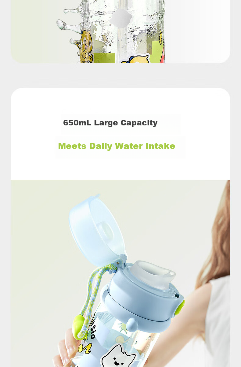 Babycare Children's Water Bottle, Summer Straw Cup, Training Cup, Portable Outdoor Sports Direct Drinking Cup for Kindergarten And School Use 10