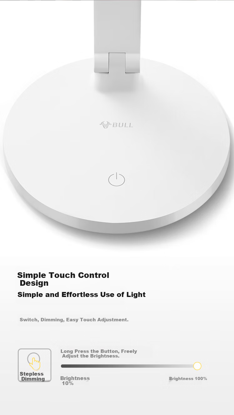 BULL Socket Desk Lamp, AA-Grade Full Spectrum Lighting, ML-E012E Stepless Dimming, C-Port Supports 67W Fast Charging 8