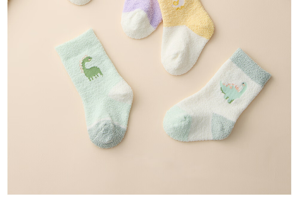 Beitais Baby Socks Autumn Winter Thickened Warm Newborn Double-Sided Fleece Cotton Socks Unisex Children's Mid-Calf Socks 4