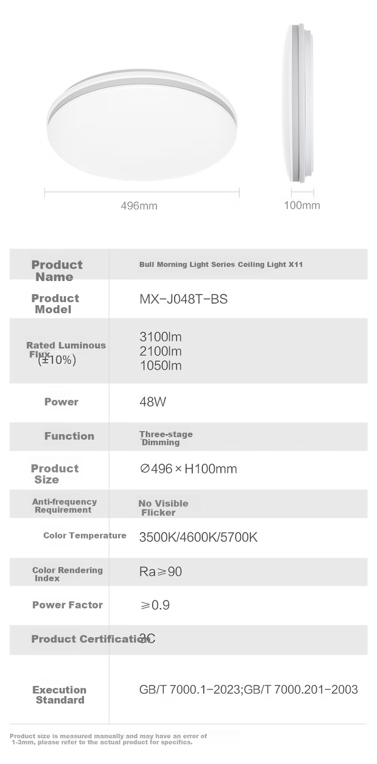 BULL Ceiling Light X11 Series MX-J048Z Full Spectrum Three-Stage Dimming Living Room Light Bedroom Light 48W Installation Included 17