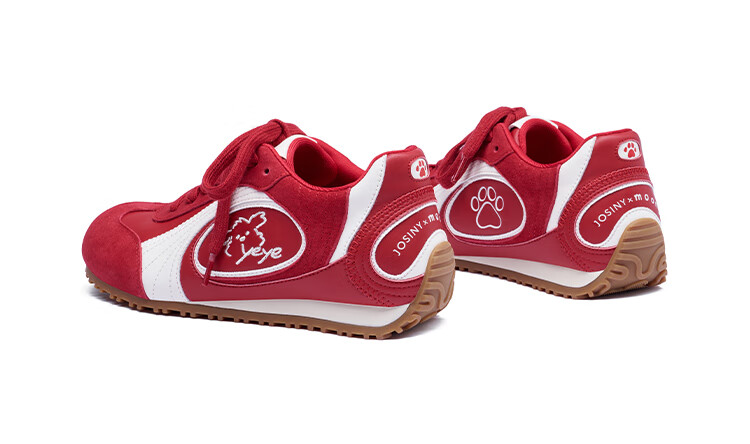 Josiny Quick Sketch Dog Collaboration 2026 Red Shoes for Women's Zodiac Year, Retro Sneakers, Casual Shoes, Red-Brown Color, Size 36 29