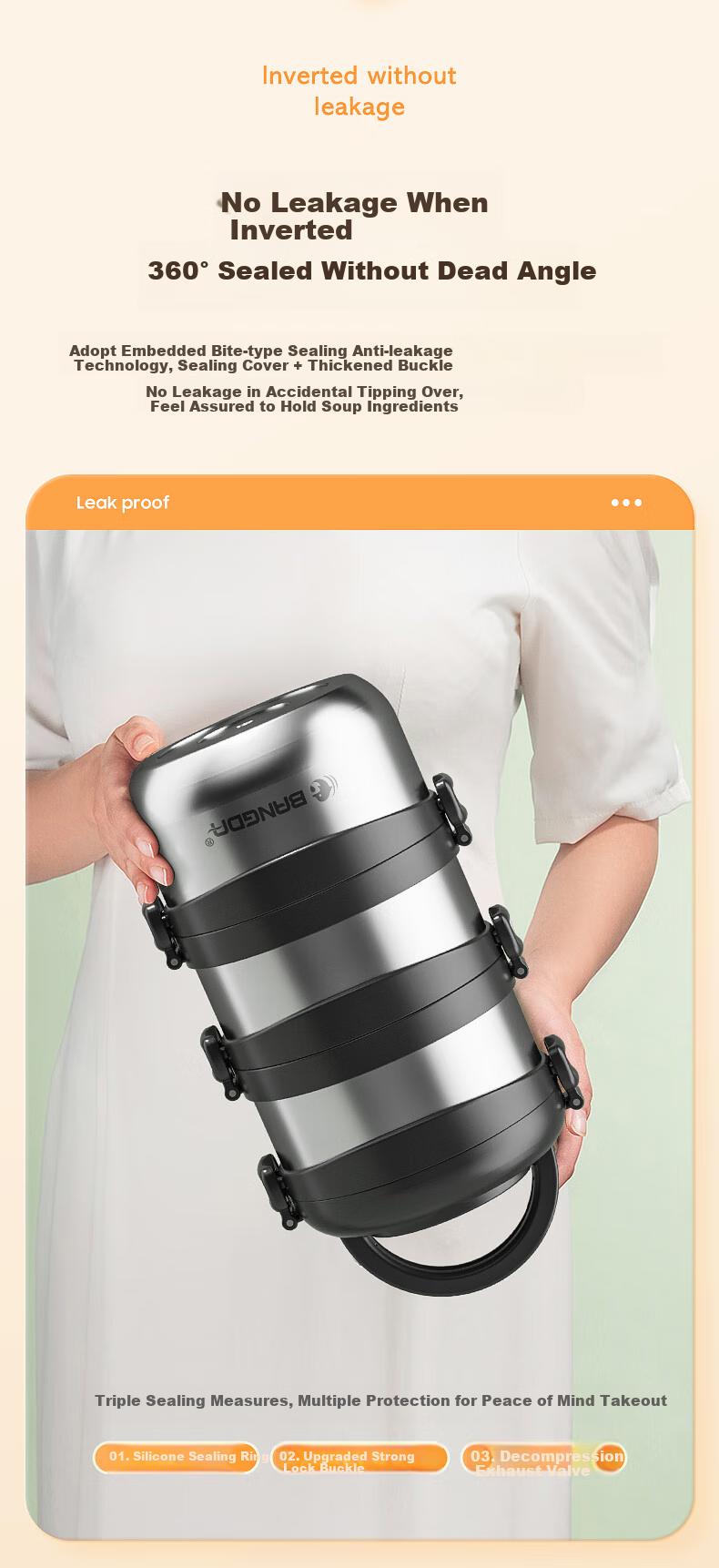 Bangda Stainless Steel 316 Multi-Layer Insulated Lunch Box, Bento Box, Meal Container, Lunch Box for Office Workers And Students, Insulated Food Jar, Portable Pot 9