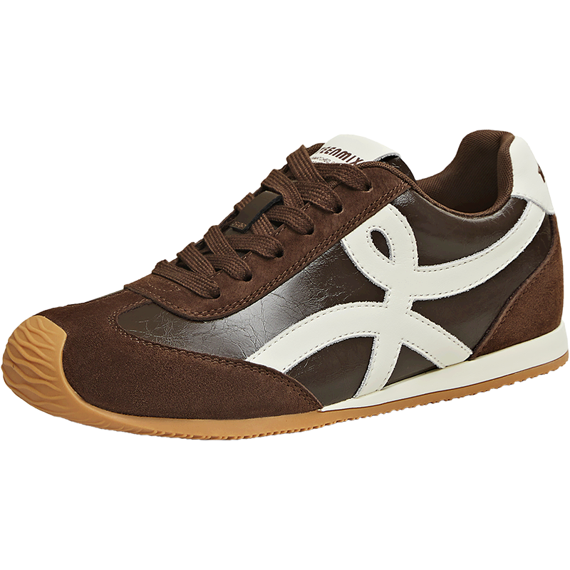 TEENMIX Rainbow Candy Agan Training Shoes Women's New Leather Brown 4cm Size 37