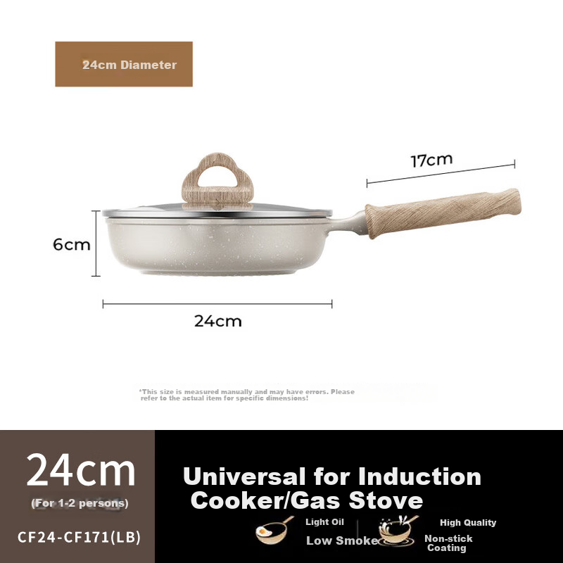 Joyoung Non-Stick Skillet, Breakfast Pan, Flat Bottom Pan, Oil-Gathering Egg Frying Pan, Suitable for Home Use on Induction And Gas Stoves, 24cm