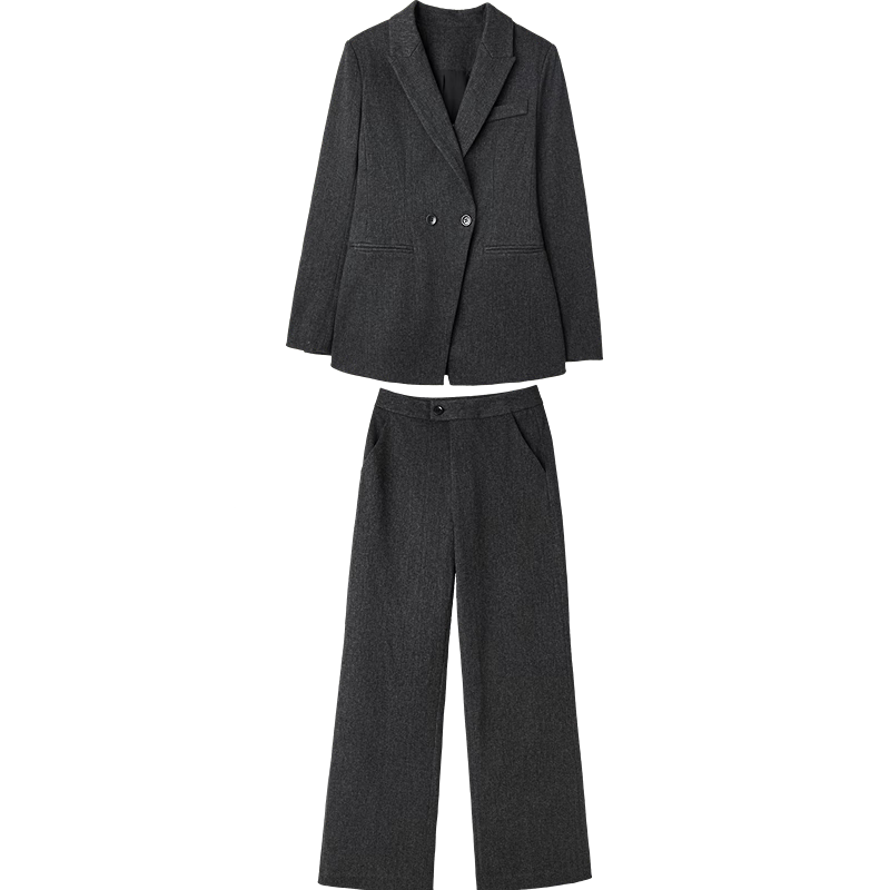 Demana Smart Elite Set Spring Autumn Notched Lapel Padded Shoulder Waist-Slimming Blazer and Slim Fit Trousers Women's Two-Piece Set