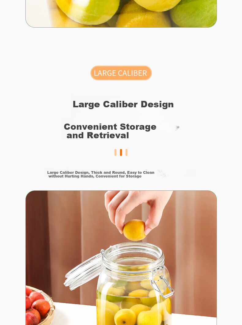 Baijie Glass Storage Jar, Airtight Container for Liquor Infusion, Glass Bottle for Honey, Canned Food Jar, Pickle Jar, 1500ml*2 6