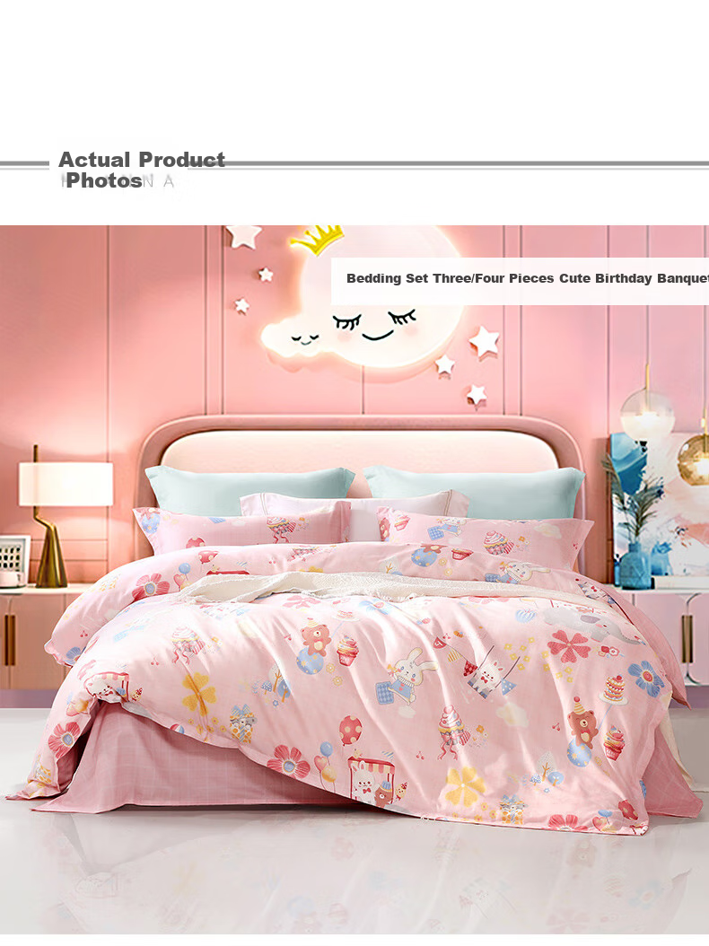Fuannaertong 100% Pure Cotton Four-Piece Bedding Set for Infants And Toddlers, Class A Extra Large Bed Sheet Duvet Cover Pillowcases for 1.8m Bed 230*229cm 8