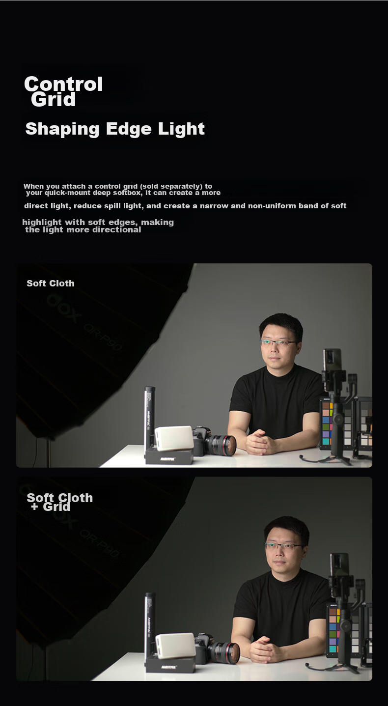Godox QR-P90cm Quick-Install Deep Parabolic Grid Softbox Light Diffusion Cover, Compatible with Photography, Live Streaming, Fill Light, Constant Light, Flash, Portable Quick-Install Model with Grid 7