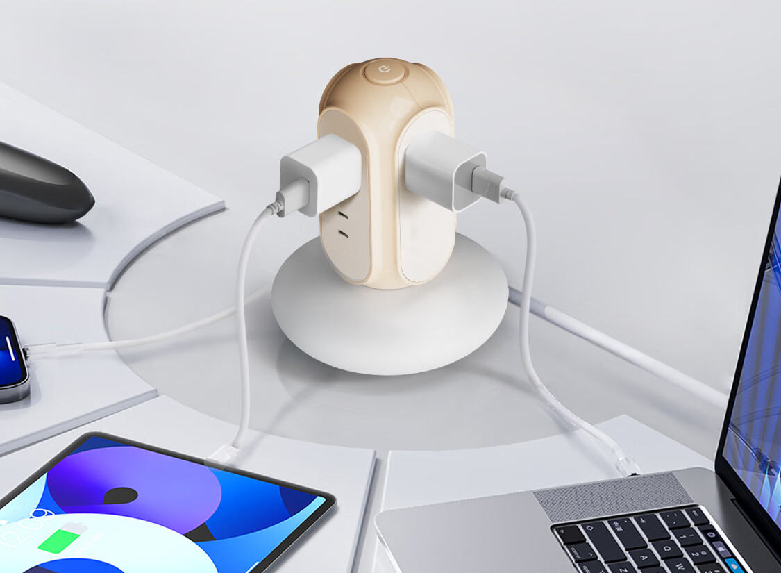 MIAOLAB Vertical Power Strip Socket 30W Fast Charging Type-C Desktop Office Extension Cord GaN Charger USB-C Compatible for Apple Huawei Xiaomi 8
