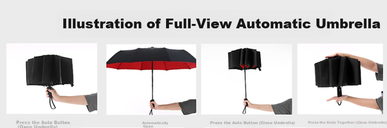 Qimaimai Three-Fold Umbrella with Ring Clasp, Sun Umbrella for Women, UV Protection, Ultra-Light Rain Umbrella, Enlarged Business Umbrella 1