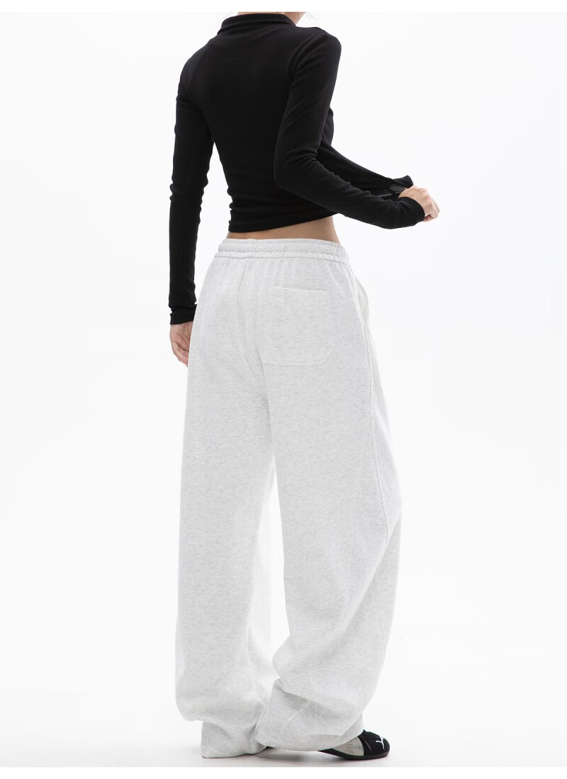 ICH MODE Women's American Style Casual Pants Spring Autumn New Sports Sweatpants Loose Straight-Leg Versatile Wide-Leg Pants Black L 19