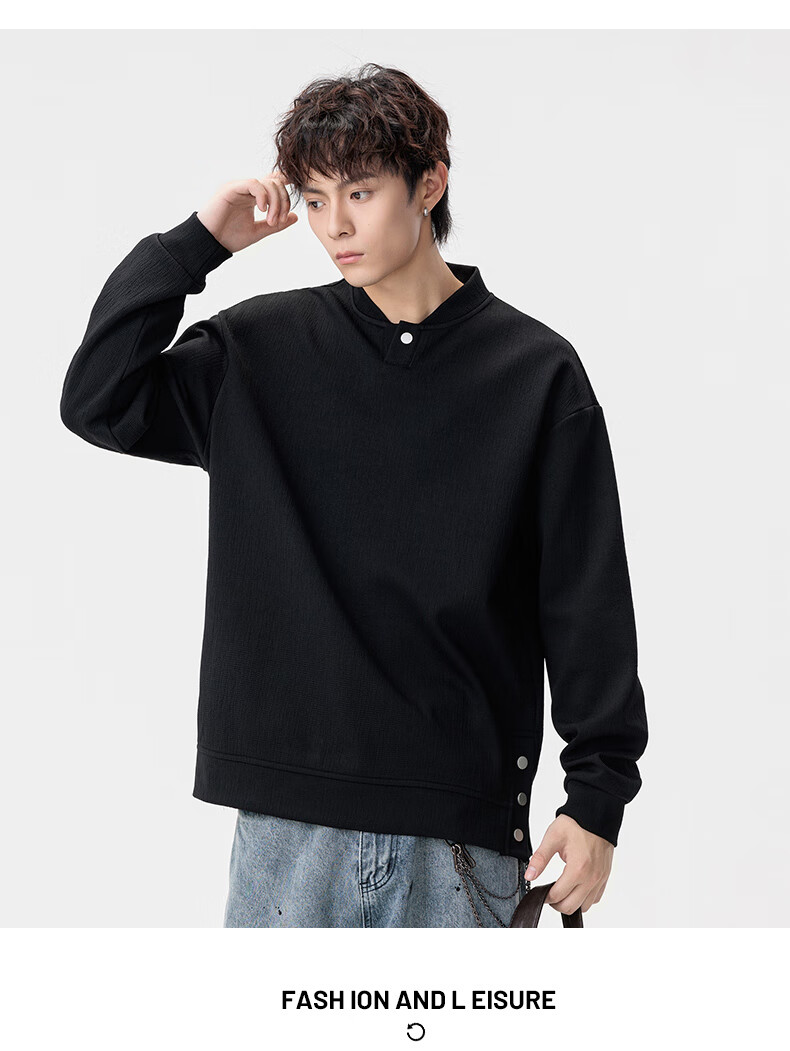MMOPTOP Japanese Style Vintage Henry Collar Sweatshirt Autumn Winter Men's Warm Casual Sweatshirt MWY28 Coffee XL 8