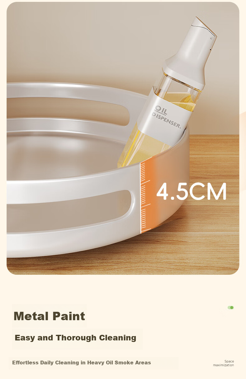 Shuaishi Kitchen Storage Rack, Rotating Spice Rack, Condiment Organizer Shelf, Seasoning Storage Counter, Countertop Tray, White, 30cm 9