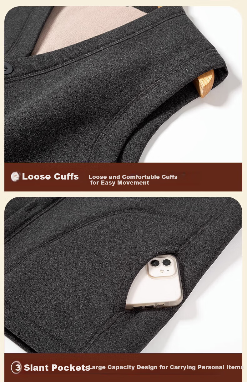 LangSha Middle-Aged And Elderly Thermal Vest for Men, Winter Fleece-Lined Thickened Warm Underwear, Elderly Sleeveless Jacket, Sheepskin Vest 16
