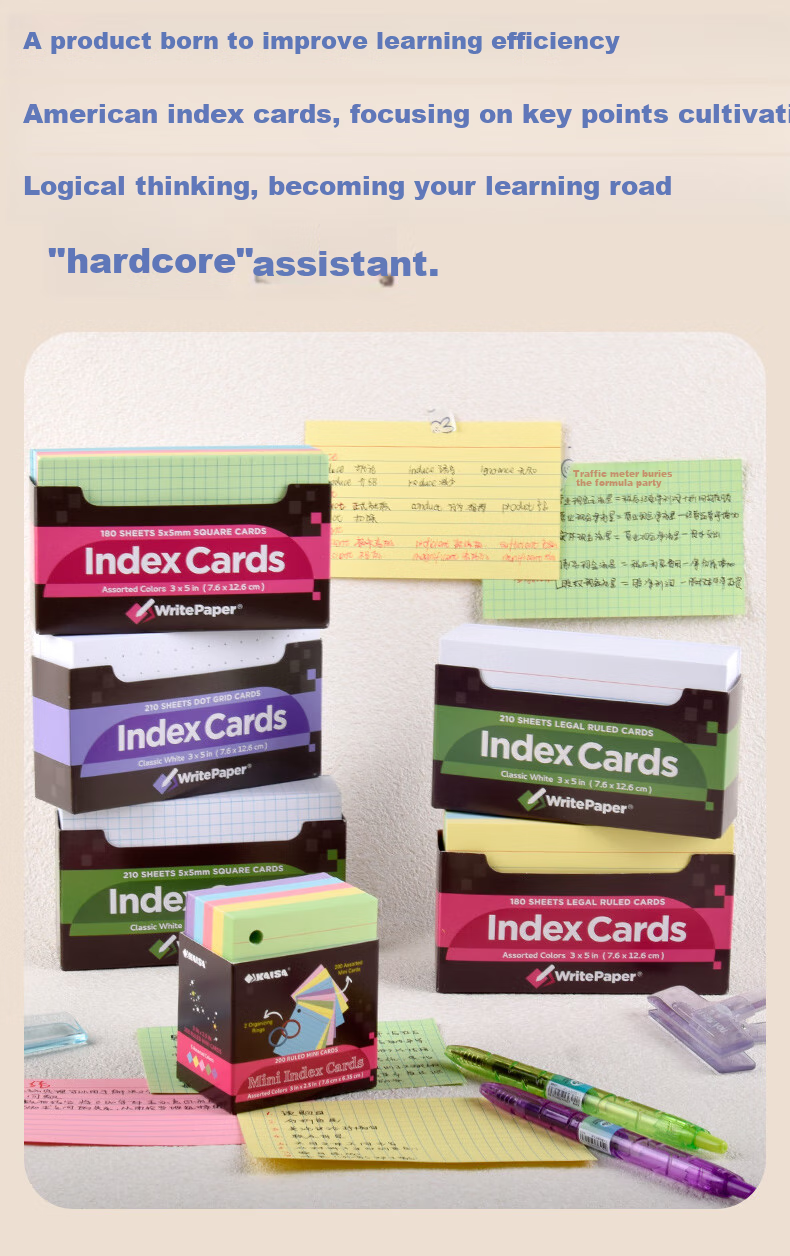 KAISA [Best-Selling Online] White Lined Index Cards, 210 Sheets Boxed, Sticky Notes, Message Cards, Bookmarks, Index Labels, Portable Vocabulary Learning Cards 2