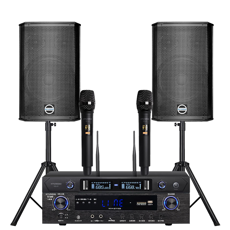 HYUNDAI BK10 Professional Small to Medium-Sized Conference Room Audio System, Wall-Mounted Speakers, Bluetooth Amplifier, Wireless Microphone Combination for Teaching, Training, And Shop Systems Equipment