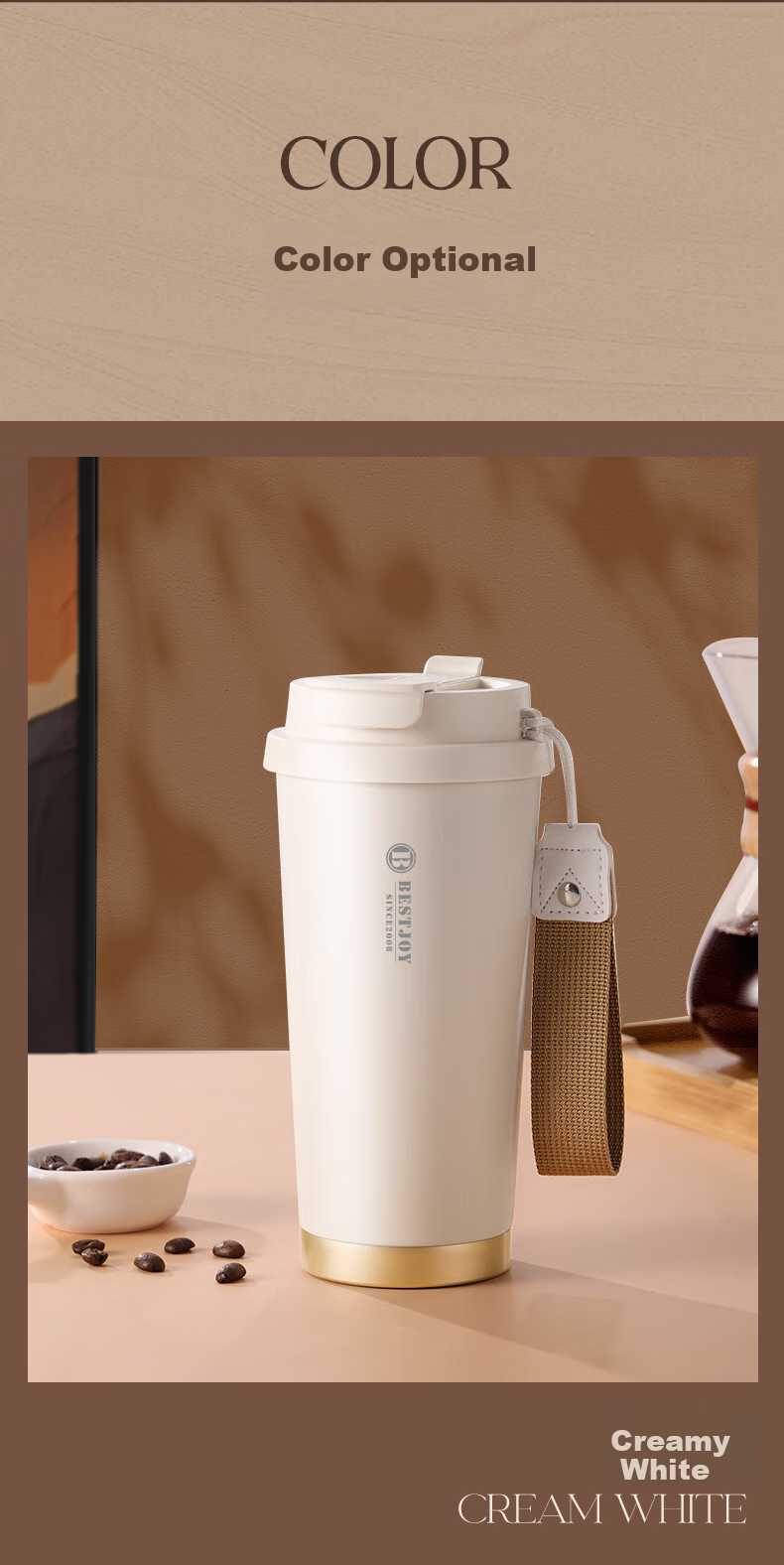 FUGURNG BESTJOY Insulated Mug Coffee Cup 316L Stainless Steel Portable Car Cup for Men And Women, Hope 520ml 11