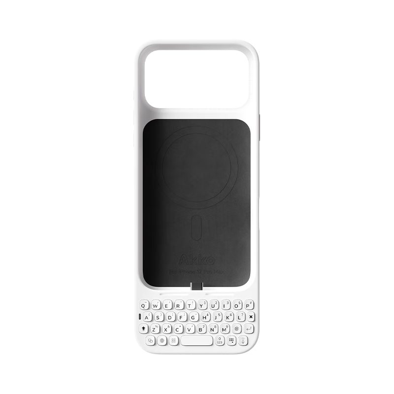 AKKO MetaKey iPhone 17 Pro Max Keyboard Case with Integrated Physical Keyboard, Blackberry Feel, Magnetic Attachment, White