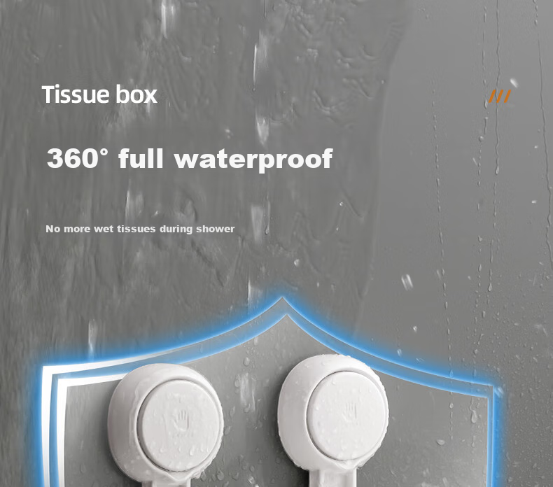 Taili Suction Cup Bathroom Tissue Box, Toilet Paper Holder, Wall-Mounted Storage Rack, Waterproof, No Drilling Required 9