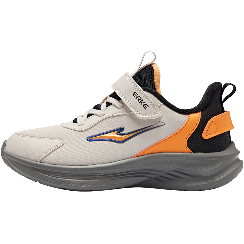ERKE Kids Running Shoes Boys and Girls Winter Double Cotton Version Cotton Shoes Cangye Gray/True Black/Honey Orange Size 32