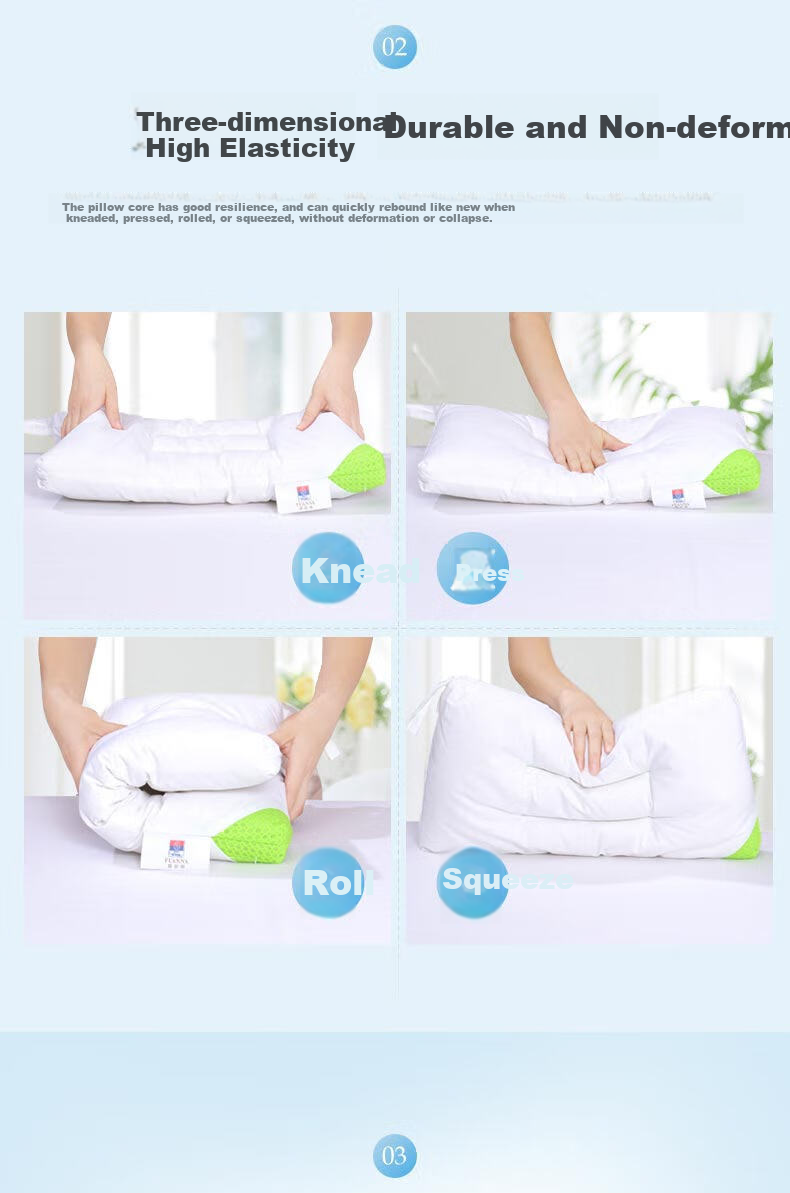 FUANNA Home Textile Pillow Core, Cervical Pillow, Five-Star Hotel Pillow, One Pack, Pure Cotton Antibacterial Pillow Core, Fiber Pillow, 70*45cm 5