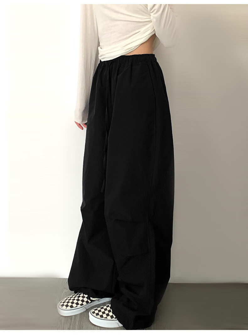 Langsha Women's Navy Blue Work Pants Spring 2026 New Loose High Waist Straight Slim Casual American Quick-Dry Wide-Leg Pants 17
