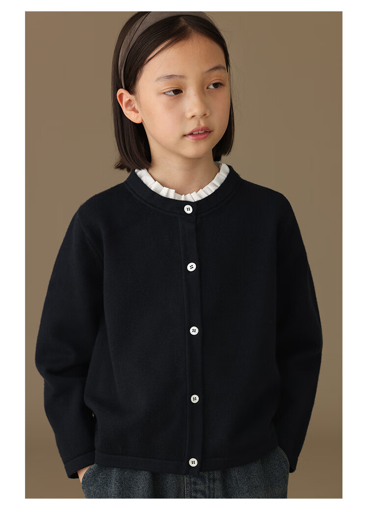 Hacikis Kids Autumn Winter Girls Coat Sweater Casual School Style Children's Knitted Cardigan Big Kids Dark Navy 110 4