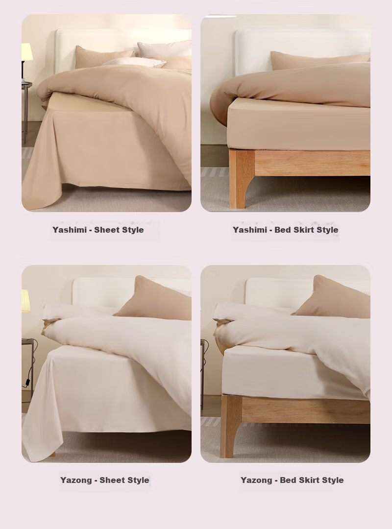 One's Member 50 Thread Count Cotton Brushed Four-Piece Bedding Set Fitted Sheet Style Yashi Mi for 1.5m Bed 200*230cm 6