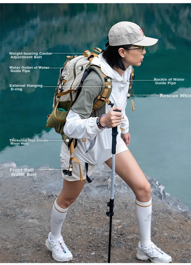 CAMEL Hiking Backpack, Outdoor Rucksack for Men And Women, Large Capacity, Off-Road Multifunctional Lightweight Travel Backpack, 2S04O001, Gray 18