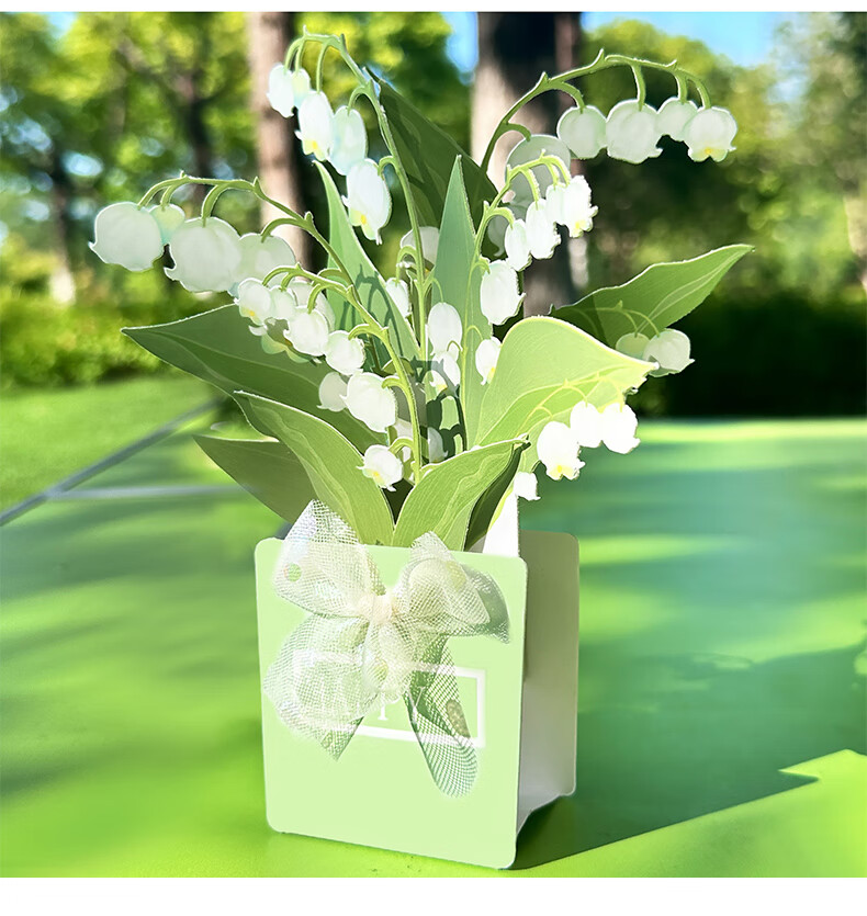DiLe Birthday Gift for Teacher DIY Handmade Blooming Bouquet Kindergarten Primary School Creative 3D Pop-up Mom Greeting Card Postcard Single MJ-A665 Blue 9