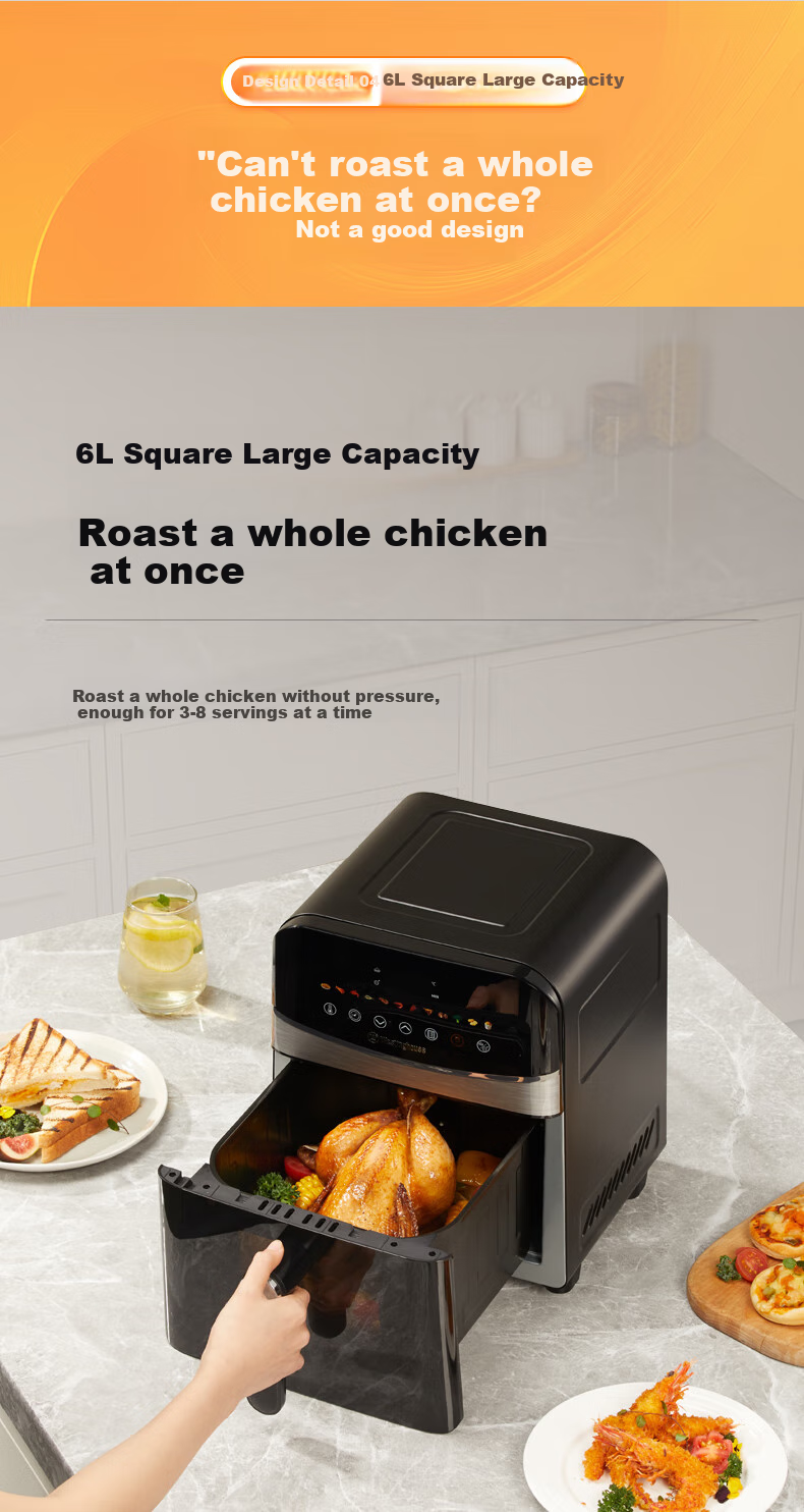 Westinghouse Visual Air Fryer, 6-Liter Large Capacity, Metal Inner Cavity, Multifunctional Oven, No-Flip Frying Pan, WKZ60H10 14