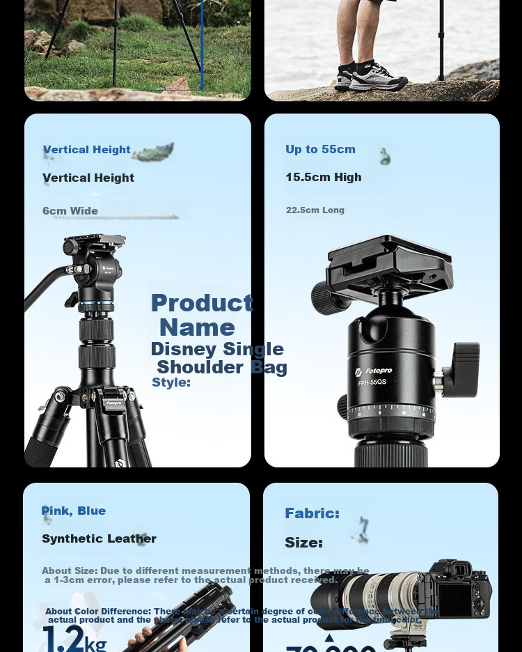 Fotopro A5i+55QS+SJ-85, Buckle Design Panoramic Ball Head, Variable Monopod, Mirrorless Digital Camera Photography Tripod, Feather Gray 3