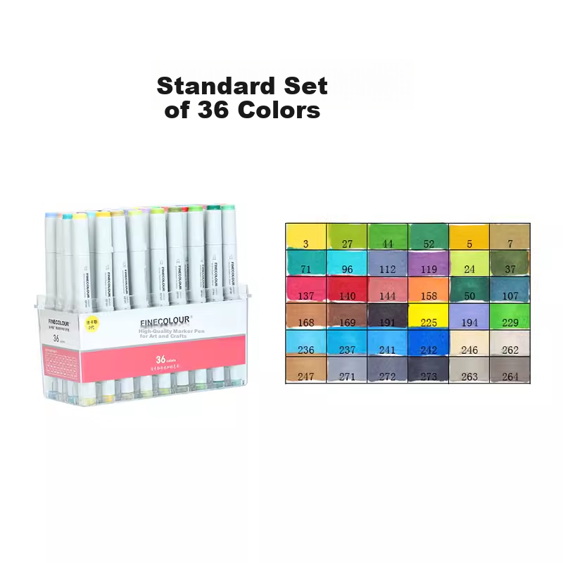FINECOLOUR Markers, Student Second Generation Markers, 36 Colors, Transparent Pen Case, Sketching, Watercolor Pens, Drawing Pens