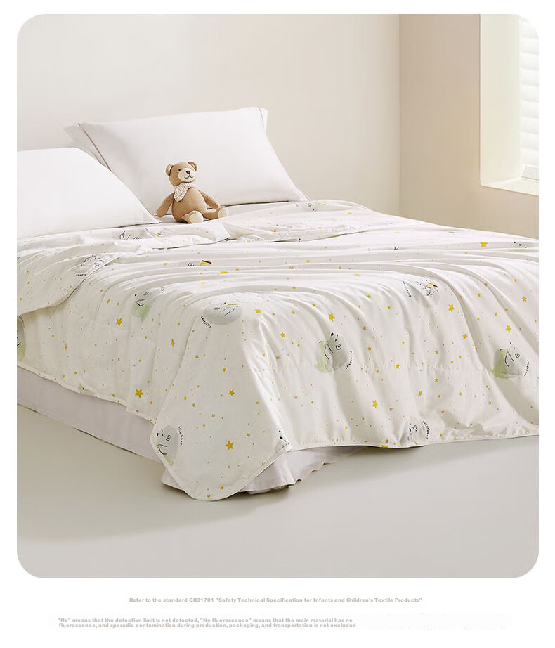 Luolaikids Silk Quilt, Maternal And Infant Class A Pure Cotton Washable Silk Summer Quilt, Kindergarten Single Bedding Core 120*150 2