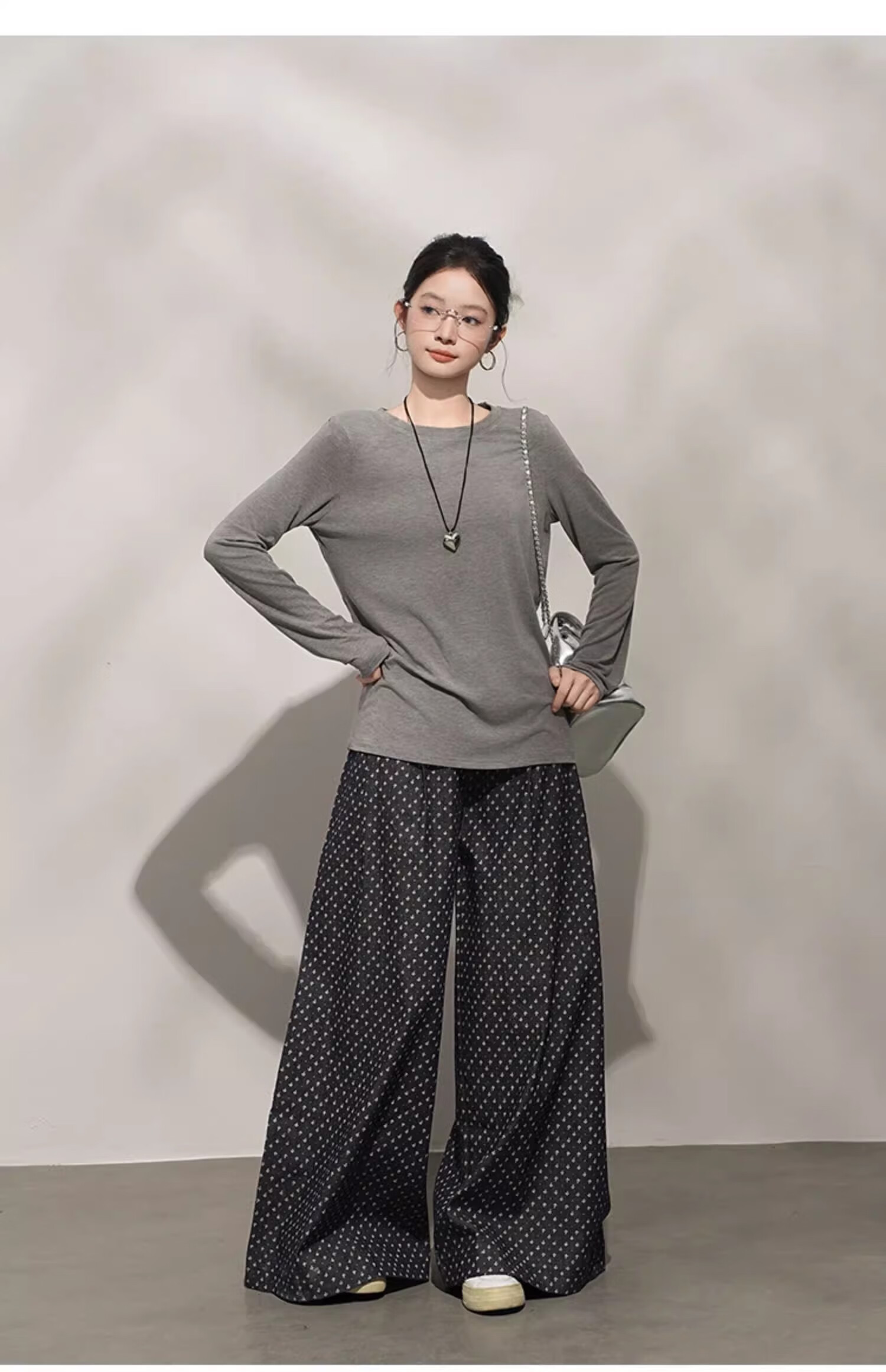 Woodpecker Cashmere Soft Long Sleeve T-Shirt Women Autumn New Thin Loose Round Neck Base Shirt Purple XL 17