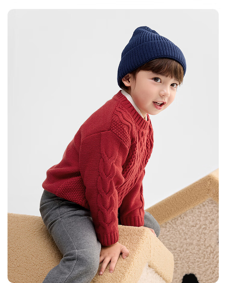 BALABALA balaOne Girls' Sweater 2025 Winter Cable Knit Pullover Boys' Baby Knitwear 208425103206 9