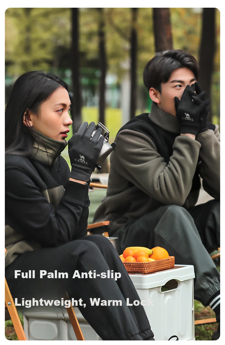 CAMEL Running Gloves for Women, Outdoor Sports Touchscreen Gloves for Men, Non-Slip Thin Fleece-Lined Warm Gloves 1T32264472 Carbon Gray L 1