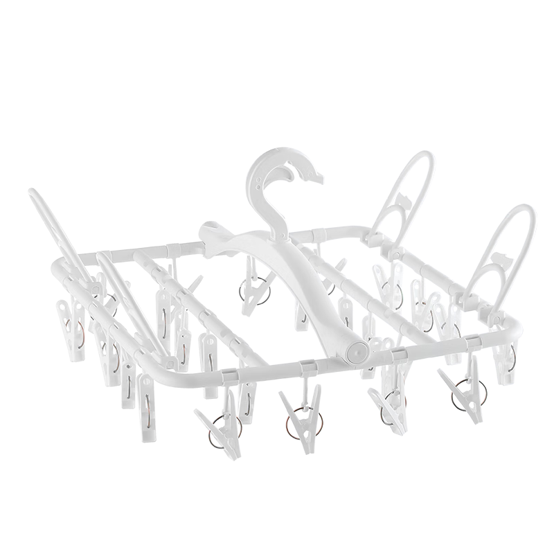 JD Jingzao Plastic Clothes Hanger with 24 Clips Foldable Socks Underwear Drying Clips