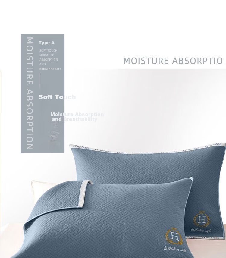 Yuanshenghuo Pure Cotton Class A Pillowcase Set of Two, 100% Cotton Oil-Proof And Sweat-Proof Pillow Cover, Extra Large And Thick, Blue, 50x80cm 11