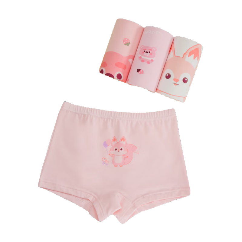 Hodo Kids Girls' Underwear 4-Pack A-Class Pure Cotton Boxer Briefs Cute Little Fox 140