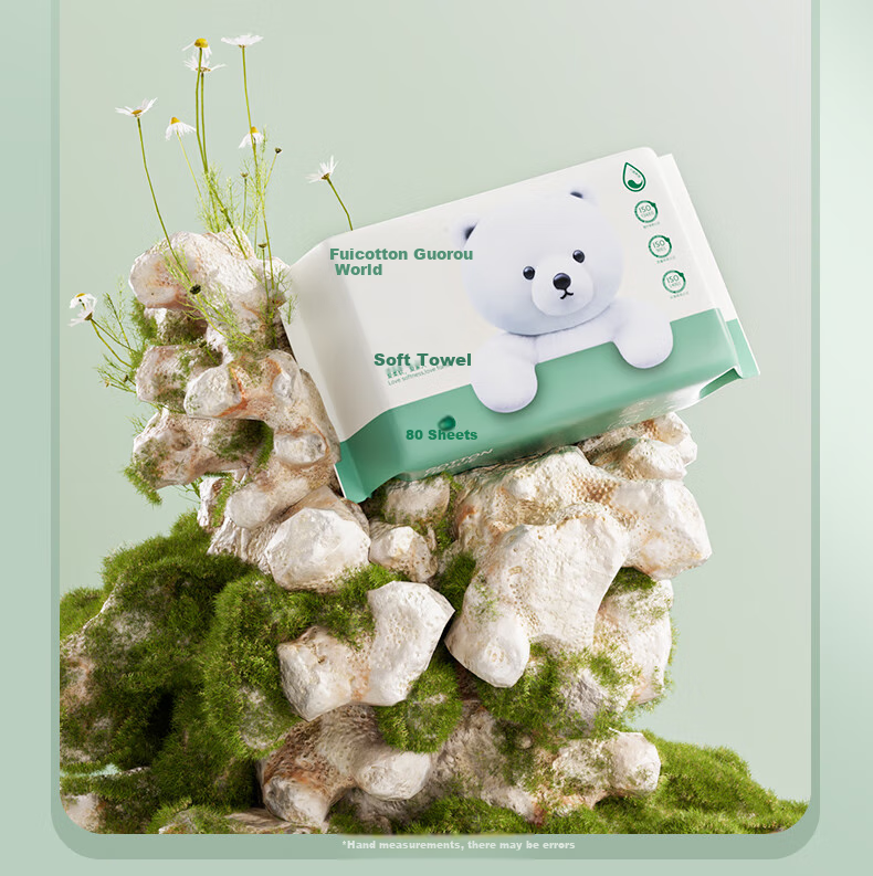 FulCotton Baby Soft Cotton Wipes [80 Sheets * 6 Packs], Facial Wipes, Disposable Face Towels, Pearl Texture, Thickened 14