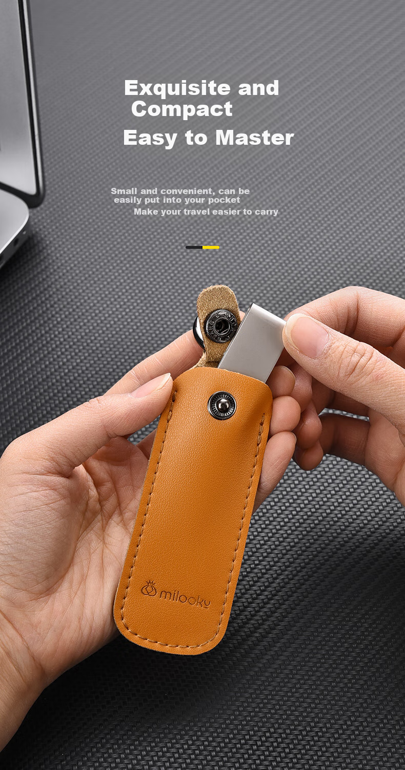 DiYiGongFang Genuine Leather USB Flash Drive Storage Case Anti-Loss Cover Compatible with SanDisk, Kingston, Aigo, Hikvision USB Drives U-Shaped Leather Business Anti-Loss Keychain Pendant Protective Case 5