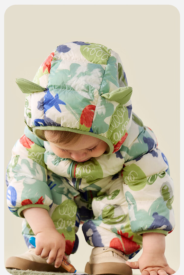 Minibala Bala Waterproof Baby Down Jumpsuit Winter Unisex Toddler Outdoor Warm Down Romper Crawling Suit 6