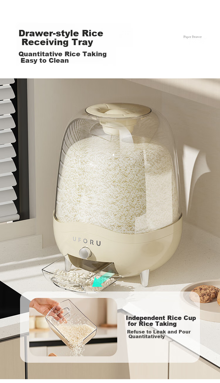 MAXCOOK Rice Container, Storage Jar, Rice Storage Bin, Household Insect-Proof And Moisture-Proof Rice Bucket, Rice Storage Box, 10 Jin Capacity, MCX2967 4
