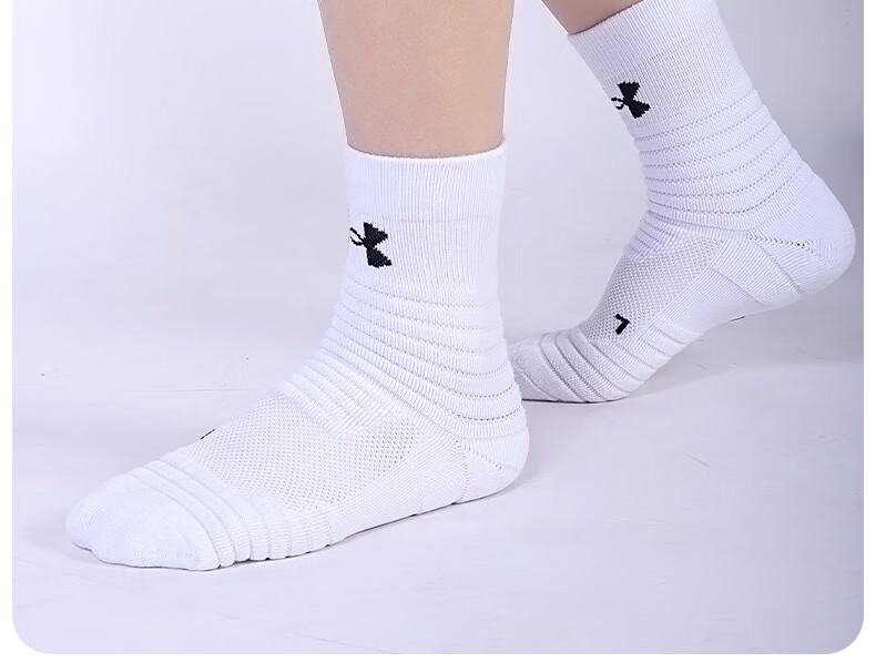 Under Armour Socks [3 Pairs] Sports Running Marathon Basketball Badminton Professional Unisex Ankle Socks White Size L 12