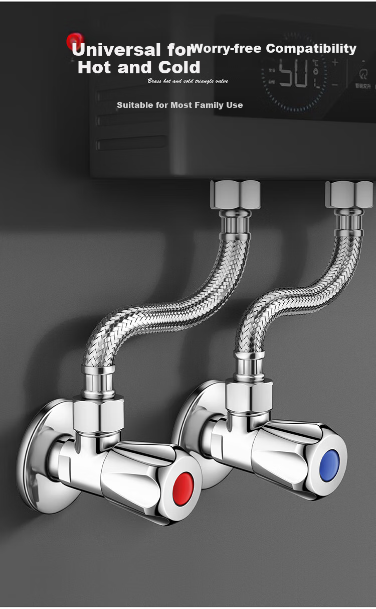 Larsd Thickened Angle Valve, High Flow Cold And Hot Water Quick-Open Triangle Valve, Eight-Shaped Valve, Stop Valve, 1/2 Inch Inlet And Outlet LD112C 11