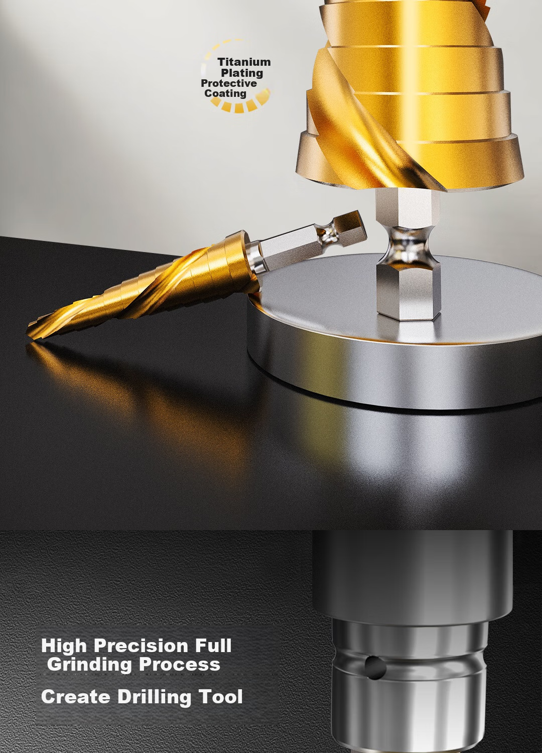 Deli Pagoda Drill Bit, Stainless Steel Metal Drilling, Electric Hammer Drill Bit, Wood Board Aluminum Alloy Hole Opener, 6542 High-Speed Steel 4-12 7