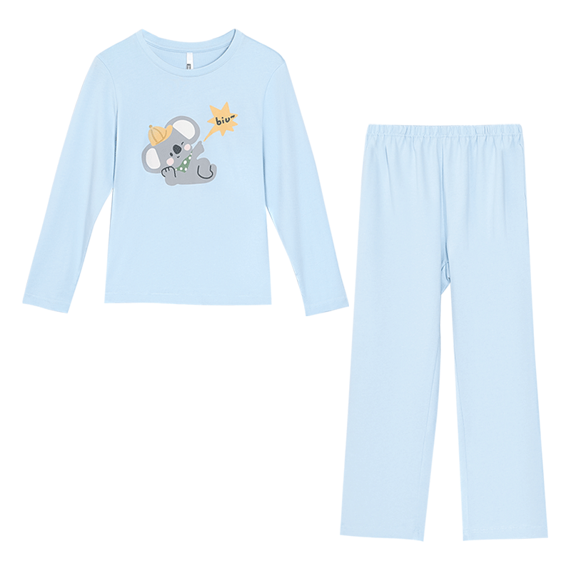 Hodohome (Hodohome) Children's Pajamas, Boys' 7A Antibacterial Pure Cotton Long-Sleeve Loungewear, Boys' Pullover Cartoon Print Set 503, Size 160