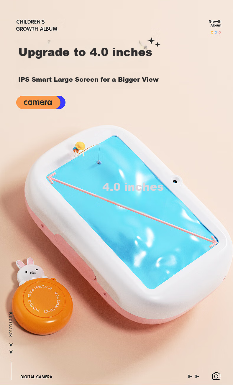KIDDYCOLOR Children's Cartoon Camera (Unicorn 64GB), Digital CCD Student Toy, Dual Cameras, Touchscreen, WIFI Transfer, for Girls 6